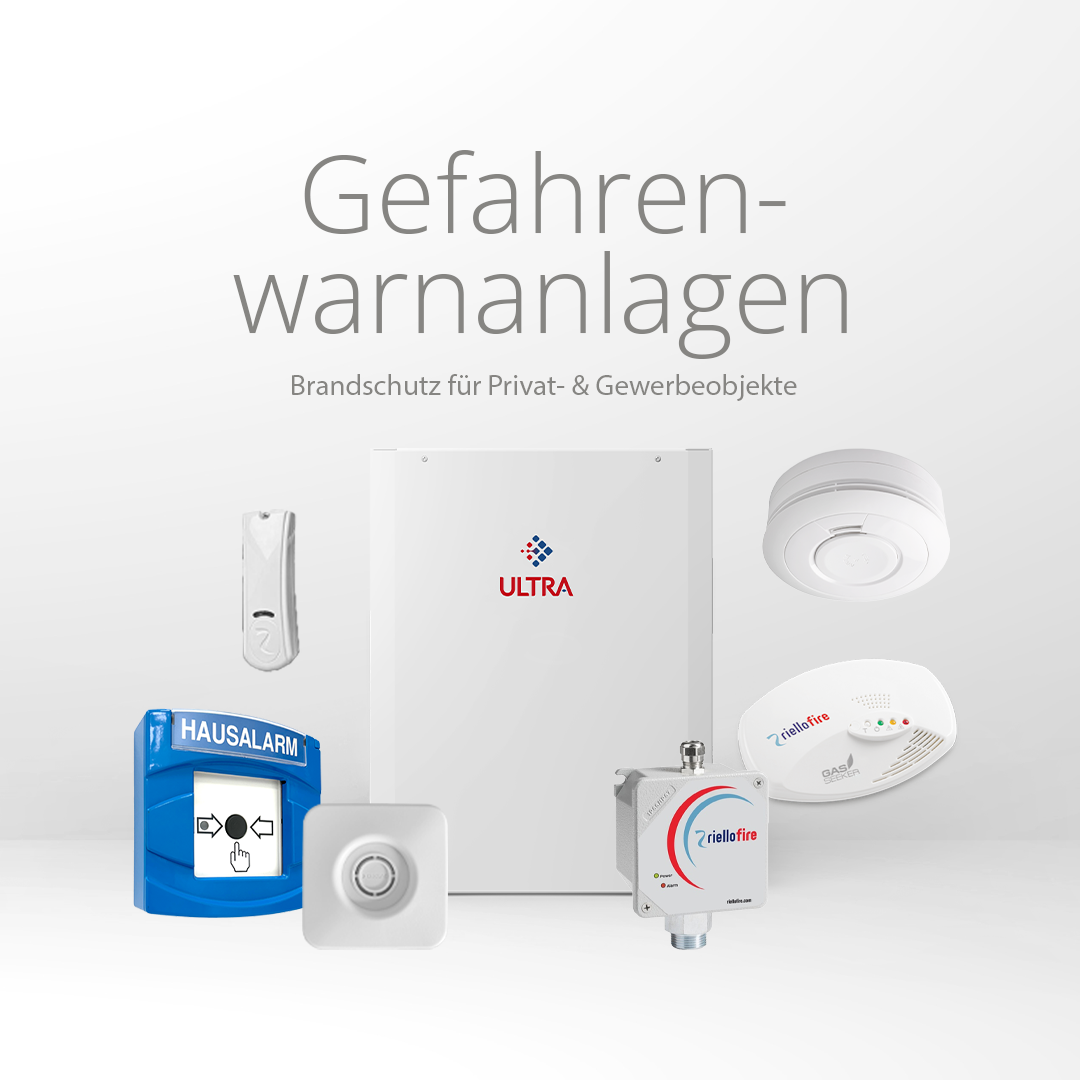 Gefahrenwarnanlage für den Brandschutz von Privat- und Gewerbeobjekten Kategorie-Bild "Gefahrenwarnanlagen" nach DIN VDE V 0826-1